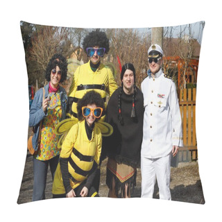 Personality  People Attend The Traditional Masopust Carnival Pillow Covers