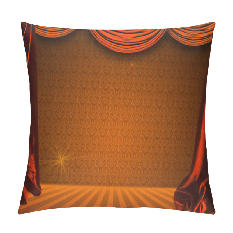 Personality  Theatre Curtain And Lighting On Stage. Illustration Of The Curtain Of The Theater. Pillow Covers