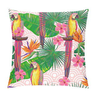 Personality  Seamless Jungle Pattern With Parrots Pillow Covers