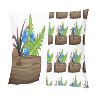 Personality  Seamless Background Design With Blue Flowers And Ferns Pillow Covers