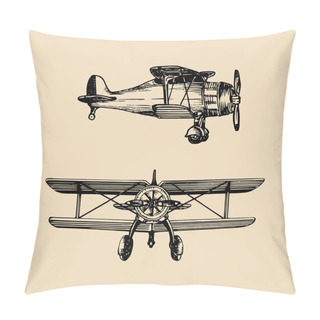 Personality  Retro Hand Sketched Biplanes Pillow Covers