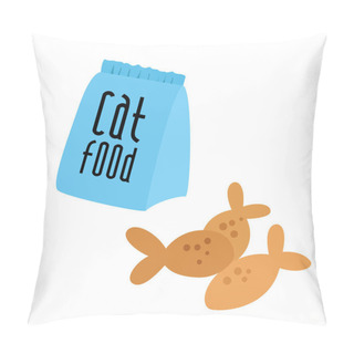 Personality  Cute Cat Food Animal Pet Cartoon Illustration Vector Clipart Sticker Pillow Covers