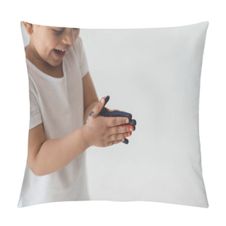 Personality  Little Kid Girl With Painted Hands Pillow Covers