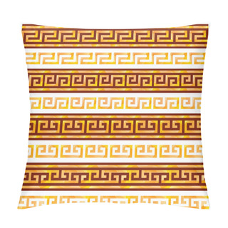 Personality  Golden Seamless Meanders. Ancient Greek Ornaments. Pillow Covers