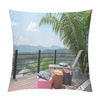 Personality  Outdoor Patio With Mountain View In Thailand Pillow Covers