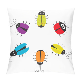 Personality  Cute Bugs In Circle Pillow Covers