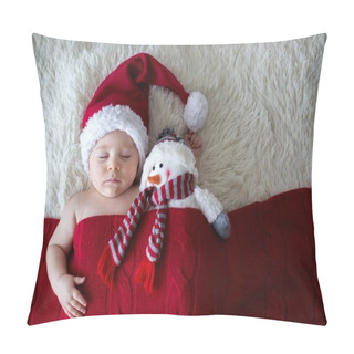 Personality  Little Sleeping Newborn Baby Boy, Wearing Santa Hat Pillow Covers