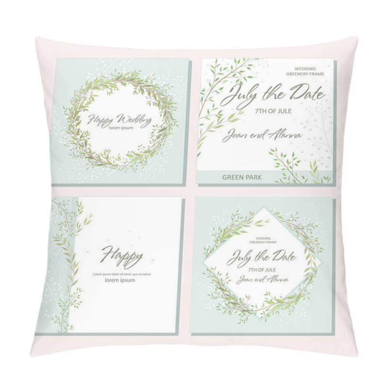 Personality  Set Of Card With Beautiful Twigs With Leaves. Wedding Ornament C Pillow Covers