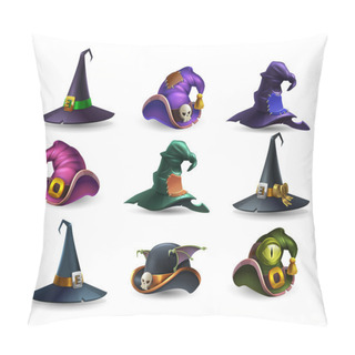 Personality  Set Of Halloween Hats And Witch Caps Pillow Covers