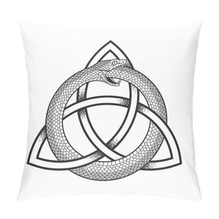 Personality  Ouroboros Or Uroboros Serpent Snake Consuming Its Own Tail And Ouroboros. Tattoo, Poster Or Print Design Vector Illustration. Pillow Covers