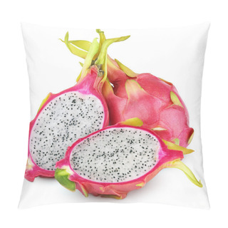 Personality  Dragon Fruit Or Pitaya With Cut On White Pillow Covers