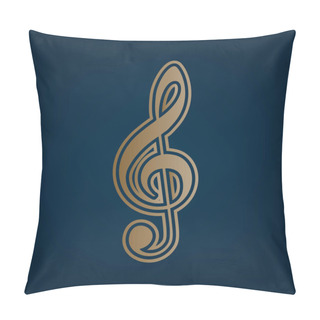 Personality  Music Violin Clef Sign. G-clef. Treble Clef. Vector. Golden Icon And Border At Dark Cyan Background. Pillow Covers