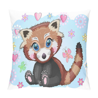 Personality  Red Panda, Cute Character With Beautiful Eyes, Bright Childish Style. Rare Animals, Red Book, Cat, Bear. Pillow Covers