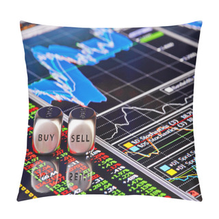 Personality  Dices Cubes To Trader. Cubes With The Words SELL BUY On Financia Pillow Covers