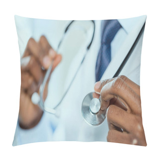 Personality  Doctor Holding Stethoscope In Hands Pillow Covers