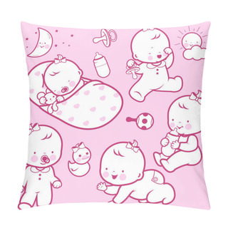Personality  Baby Girl Icons Pillow Covers