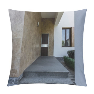 Personality  Entrance Door To New Contemporary House  Pillow Covers