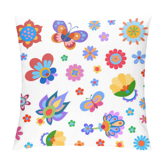 Personality  Colorful Flowers And Butterflies Pillow Covers