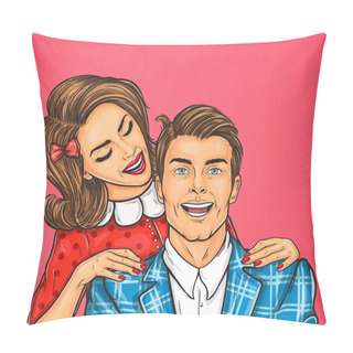 Personality  Woman Hugging The Shoulders Of Her Man Pillow Covers
