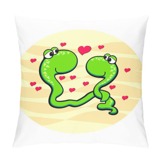 Personality  Snakes In Love. Vector Illustration. Pillow Covers