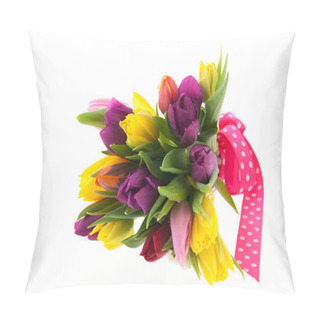 Personality  Colorful Bouquet Tulips For Celebration Pillow Covers