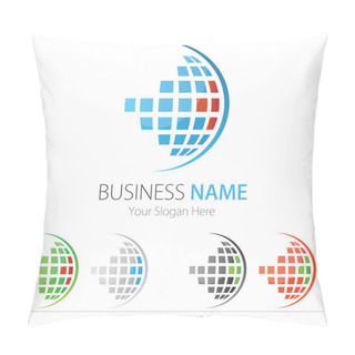 Personality  Company (Business) Logo Design, Vector, Circle, Cubes, Globe Pillow Covers