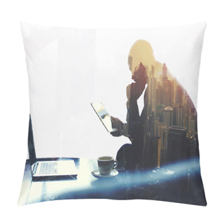 Personality  Man Using Touch Pad And Net-book Pillow Covers