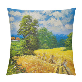 Personality   Oil Paintings Rural Landscape, Field In The Countryside Pillow Covers