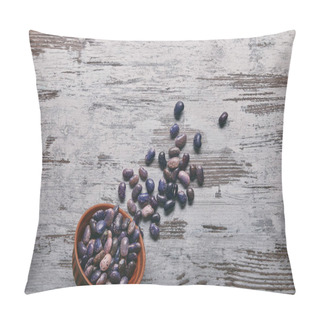 Personality  Dry Haricot Beans In Bowl On Rustic Wooden Table Pillow Covers