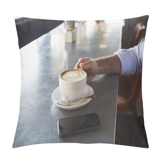Personality  Man With Cup Of Coffee Pillow Covers