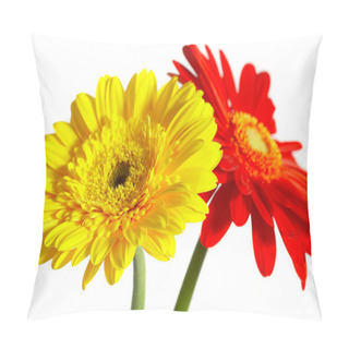 Personality  Red And Yellow Flower On A White Backgro Pillow Covers