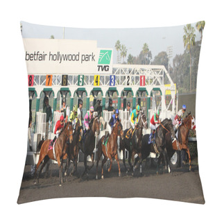 Personality  Gate Break For The 2012 Bayakoa Stakes Pillow Covers