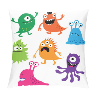 Personality  Set Of Cute Colorful Monsters Pillow Covers