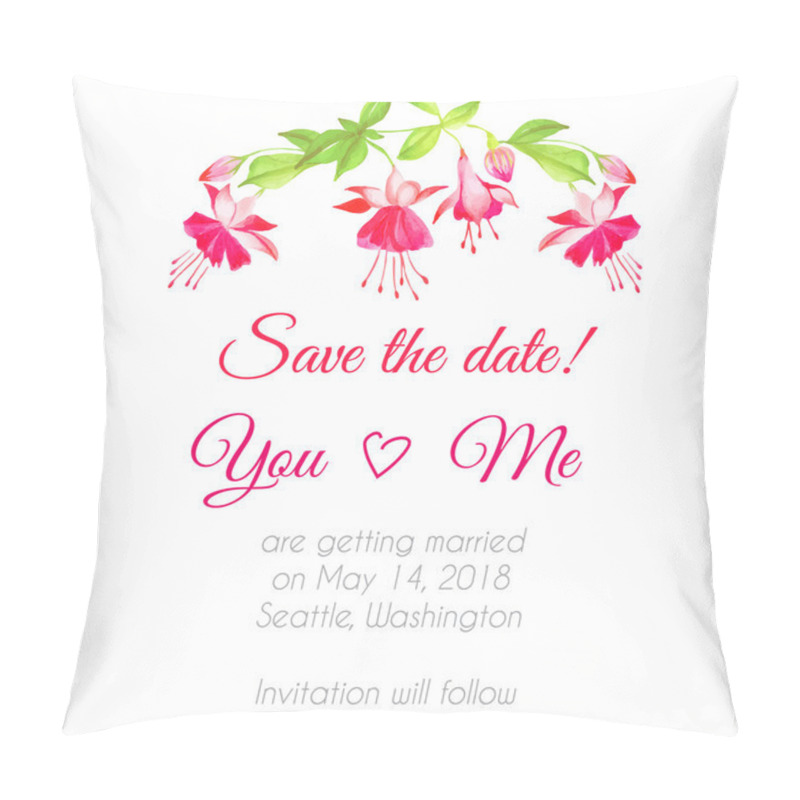 Personality  Delicate Fuchsia Floral Watercolor Design Vector  Pillow Covers