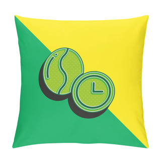 Personality  Bean Green And Yellow Modern 3d Vector Icon Logo Pillow Covers