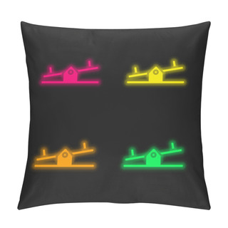 Personality  Balancer Four Color Glowing Neon Vector Icon Pillow Covers