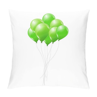 Personality  Green Balloons On White Background Pillow Covers