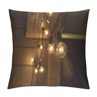 Personality  Decorative Outdoor String Lights Hanging On Tree In The Garden At Night Time Pillow Covers