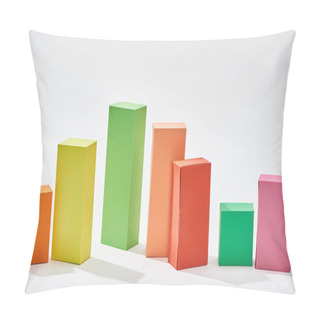 Personality  Color Blocks Of Statistic Chart With Shadow On White Background Pillow Covers