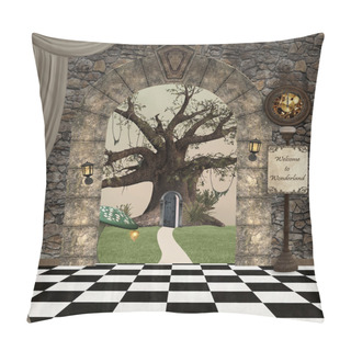 Personality  Welcome To Wonderland Sign And Castle Pillow Covers