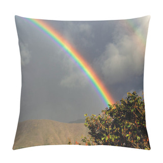 Personality  Landscape With Part Of Two Rainbows On A Stormy Sky. Captured At The Andean Mountains Of Central Colombia. Pillow Covers