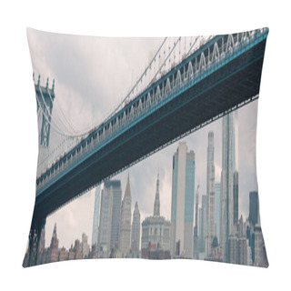 Personality  Scenic View Of Skyscrapers And Manhattan Bridge In New York City, Banner Pillow Covers