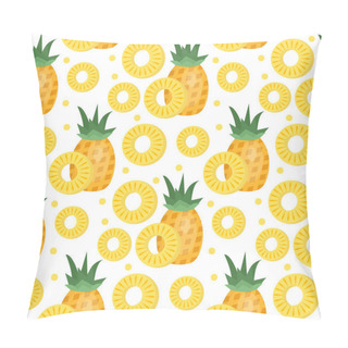 Personality  Pineapple Seamless Pattern. Ananas Slices Endless Background, Texture. Fruits . Vector Illustration Pillow Covers
