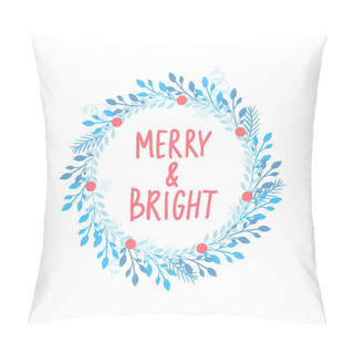 Personality  Merry Christmas And Happy New Year Vector Card. Holidays Frame Pillow Covers