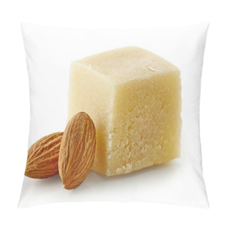 Personality  Piece Of Marzipan And Almonds Isolated On White Background, Selective Focus Pillow Covers