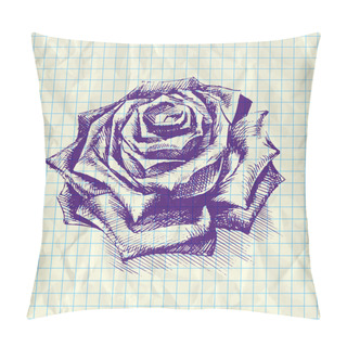 Personality  Sketch Illustration Of Rose On Notebook Paper. Pillow Covers