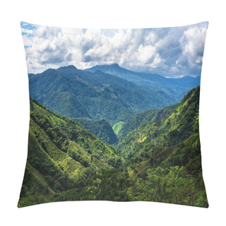 Personality  Panoramic View Of Foggy And Misty Mountains And Highlands In The Countryside Of Colombia In Antioquia Province, South America Pillow Covers