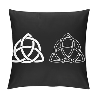 Personality  Triquetra In Circle Trikvetr Knot Shape Trinity Knot Icon Set White Color Illustration Flat Outline Style Simple Image Pillow Covers