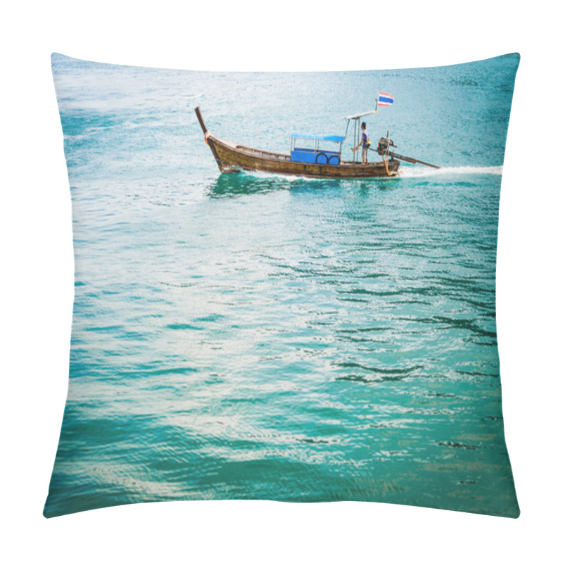Personality  Long tailed boat at Phiphi island pillow covers