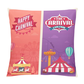 Personality  Vector Illustration Of Banners For Amusement Park Carnival Pillow Covers